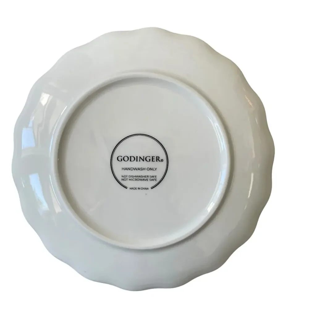 Godinger Martini Cocktail Appetizer Plates 6in Ceramic Set of 4 White NEW